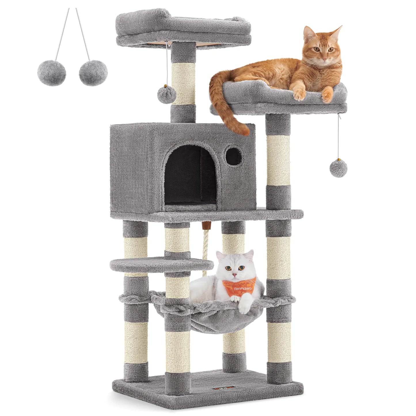 Feandrea 44โ Deluxe Cat Tower with Hammock & Cave