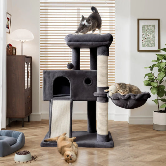 CozyNest 36" Cat Climber with Hammock and Scratching Post
