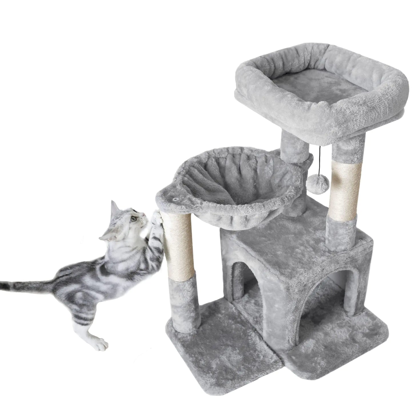 Cozy Pesofer Cat Tree with Sisal Posts and Hammock