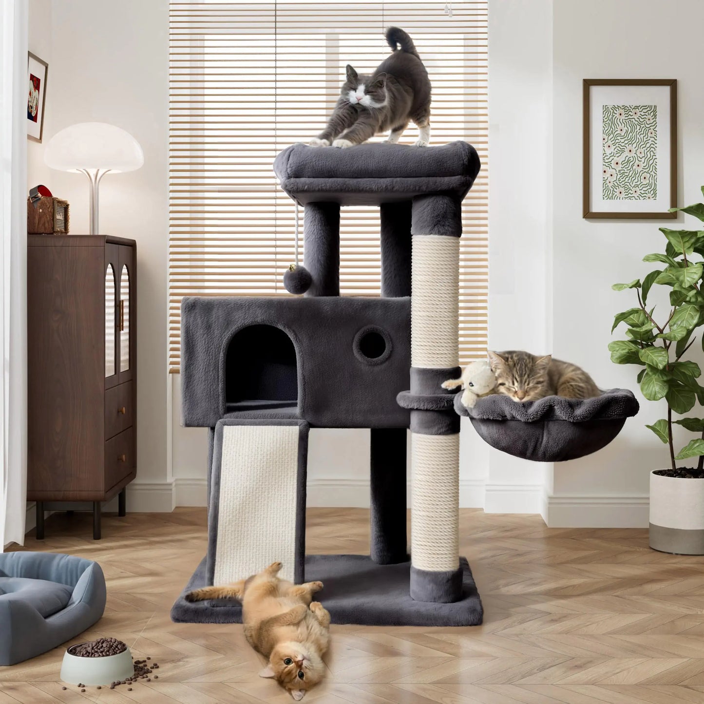 CozyNest 36" Cat Climber with Hammock and Scratching Post