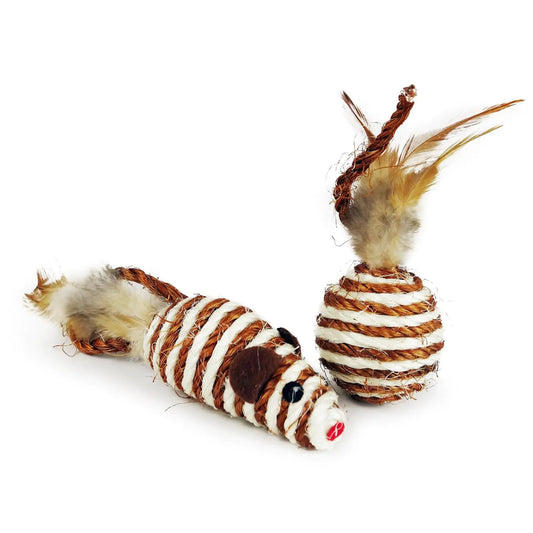 Sisal & Feather Cat Playset - 2 Toy Combo