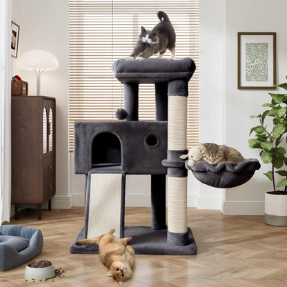 CozyNest 36" Cat Climber with Hammock and Scratching Post