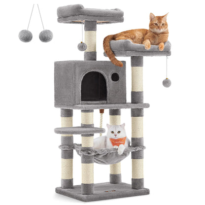 Feandrea 44” Deluxe Cat Tower with Hammock & Cave
