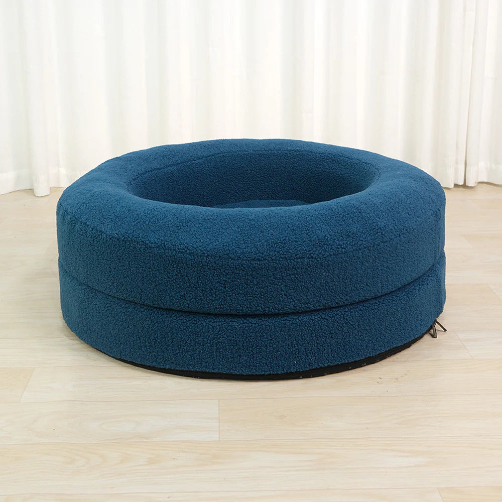 Cozy Plush Circular Cat Bed - Soft Pet Haven
