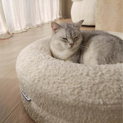 Cozy Plush Circular Cat Bed - Soft Pet Haven