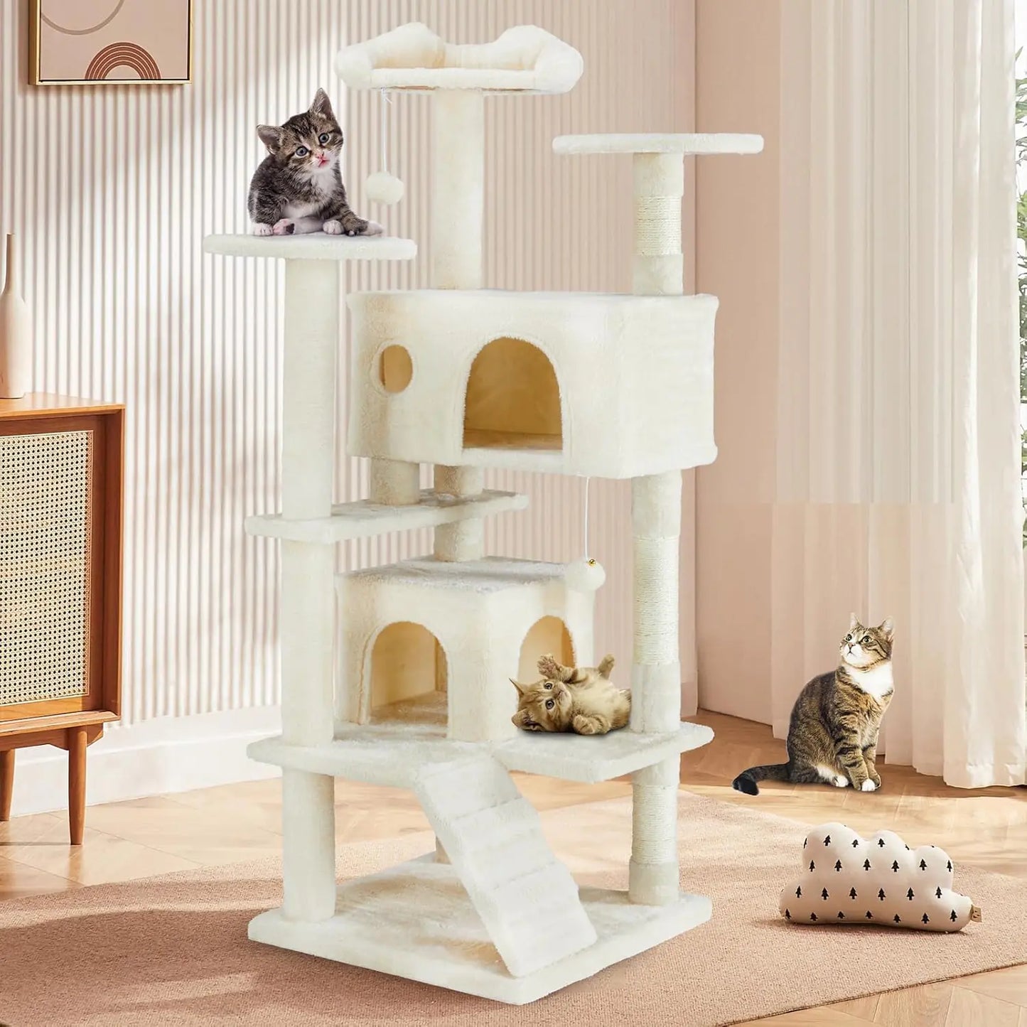 54" Multi-Level Cat Tower with Cozy Hammock