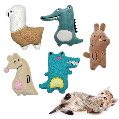Andiker 5-Piece Catnip Chew Toys - Plush Cat Pillows for Indoor Play
